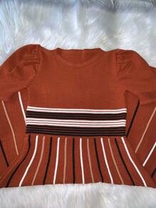 Modal Dress With Princess Sleeves, Evangelical Fashion, Knitting, Tricot - Màu Cam cháy - Xem 3