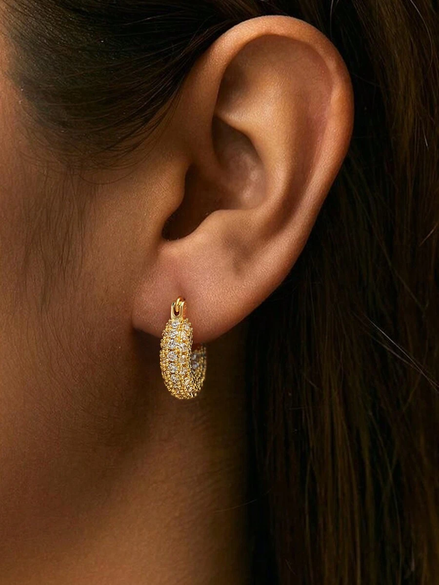 1 对奢华锆石环形耳环女士珠宝 925 纯银优雅环形耳环精美珠宝礼物适合女孩舞会装饰生日礼物 - 款式1 - 查看 1