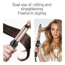 Rizador De Pelo Portátil Multifuncional 2 En 1 Liso Y Rizado - Rosa vieja - Ver 11