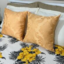 KING BED FOOTBOARD KIT + 2 Pillowcases Without Refill | Jacquard Fabric - Luxury And Elegance - 米色 - 查看 4