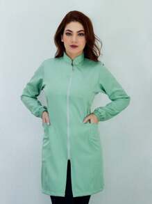 Women's Priest Collar Lab Coat - 綠色 - 查看 4