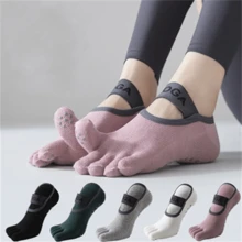 1 Pair Professional Non-Slip Cotton Sweat-Absorbent Five-Toe Split Yoga Socks For Indoor Yoga, Pilates, Dancing, Beach Essentials, Swimming Games