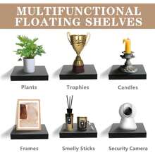 Set Of 3 (9") Sorbus Square Floating Shelves With Invisible Mounting Brackets For Living Room Decor, Bedroom, Bathroom Decor, Home & Kitchen (Black) - màu đen - Xem 2
