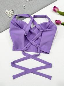 Solid Color Suspender Top - Màu Lilac Tím - Xem 3
