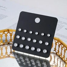 9-18 对时尚水晶装饰镀金/镀银耳钉套装 - 水晶 - 查看 7