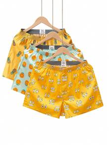 3pcs/Pack Cartoon Print Comfortable Men's Airy Breathable Pajama Pants - Multicolor - View 1