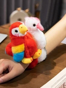 1 pieza Brazalete realista de loro, brazalete con palmada de flamenco, decoración de bicicleta, muñeca de felpa suave de flamenco de dibujos animados linda, muñeca ornamento esponjoso, juguetes de regalo de vacaciones
