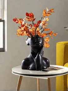 1入組樹脂人面形狀的花瓶，波西米亞極簡現代北歐風格花瓶，適用於家居客廳辦公室書架裝飾 - 白色 - 查看 3