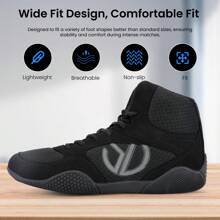Men's Wrestling Shoes With Lightweight,Sdtdid Boxing Shoes Made Of Micro Suede For Gym,Powerlifting,Bodybuilding,Training Etc. - Black - View 3