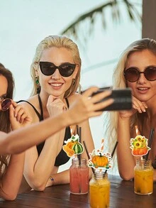 9 chiếc Thẻ ống hút uống nước trang trí lễ Tạ ơn Đồ dùng tiệc Đồ dùng ống hút mùa thu - Nhiều màu - Xem 2