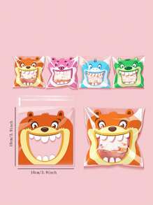 100 piezas Bolsas de plástico surtidas para galletas y aperitivos con diseño de monstruo de boca grande de dibujos animados, 7cm/10cm/14cm