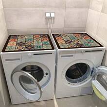 1 件排水垫，超大尺寸复古格纹洗衣机防尘罩，耐用防水吸水保护垫，时尚现代实用垫，适用于洗衣机和烘干机，增强洗衣房和厨房装饰，家居用品 - 彩色 - 查看 9