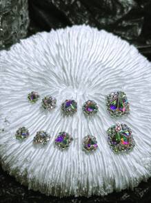 Bộ 10 móng chân hình vuông lấp lánh đính đá phong cách thanh lịch gợi cảm dành cho phụ nữ móng chân dự tiệc - Hoa hồng vàng - Xem 10