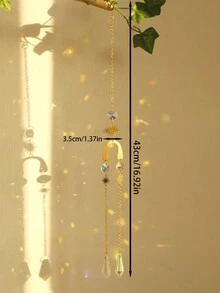 1 件波西米亚风太阳捕手挂饰 - 手工制作的水晶太阳捕手配金链，适用于窗户、墙壁或花园装饰 - 太阳和月亮设计配棱镜水晶吊坠 - 彩色 - 查看 12