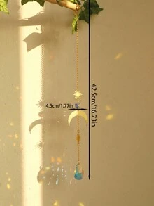 1 件波西米亚风太阳捕手挂饰 - 手工制作的水晶太阳捕手配金链，适用于窗户、墙壁或花园装饰 - 太阳和月亮设计配棱镜水晶吊坠 - 彩色 - 查看 13