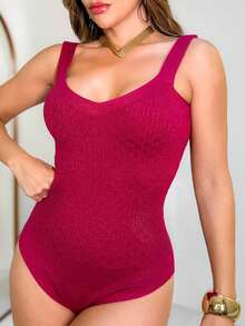 Women's Modal Knit Bodysuit 2024 New - Màu đỏ tím - Xem 1