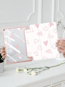 1pc Heart Pattern Double-Sided Printing Transparent Acrylic Protective Case, Compatible With IPad 10.2", IPad Pro 11" 2021/2020/10th Gen, IPad Mini 6, IPad 5th Gen (9.7"), IPad Air 5th Gen 2022, With Pencil Holder, Anti-Fall, Auto Sleep/Wake - Multicolor - View 2