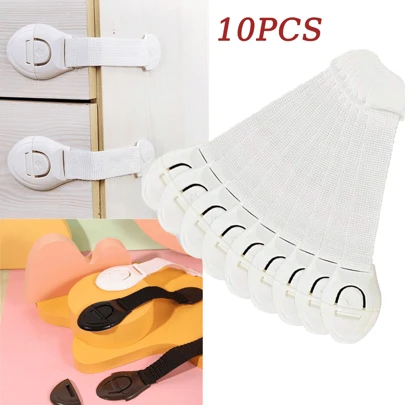 10 piezas Cerraduras blancas para gabinetes de niños, protectores a prueba de bebés para cajones y puertas de gabinetes, cerraduras de plástico (después de pegarlas, déjelas reposar 24 horas antes de usar)