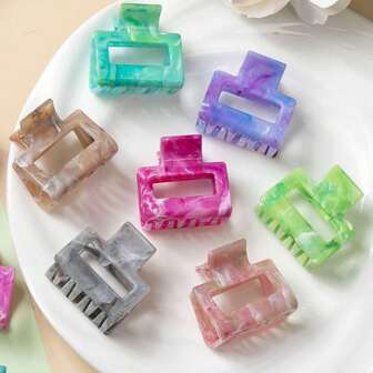 1pc 4cm Medium Size Women Simple Square Claw Clip, Elegant Ombre Flower Design Claw Clip, For Bun Updo, High Ponytail, Romantic Beach Floral Hair Clip Accessory,Hair Accessories,Hair Claw,Claw Clips,Hair Clutch,Hair Jaw Clip
