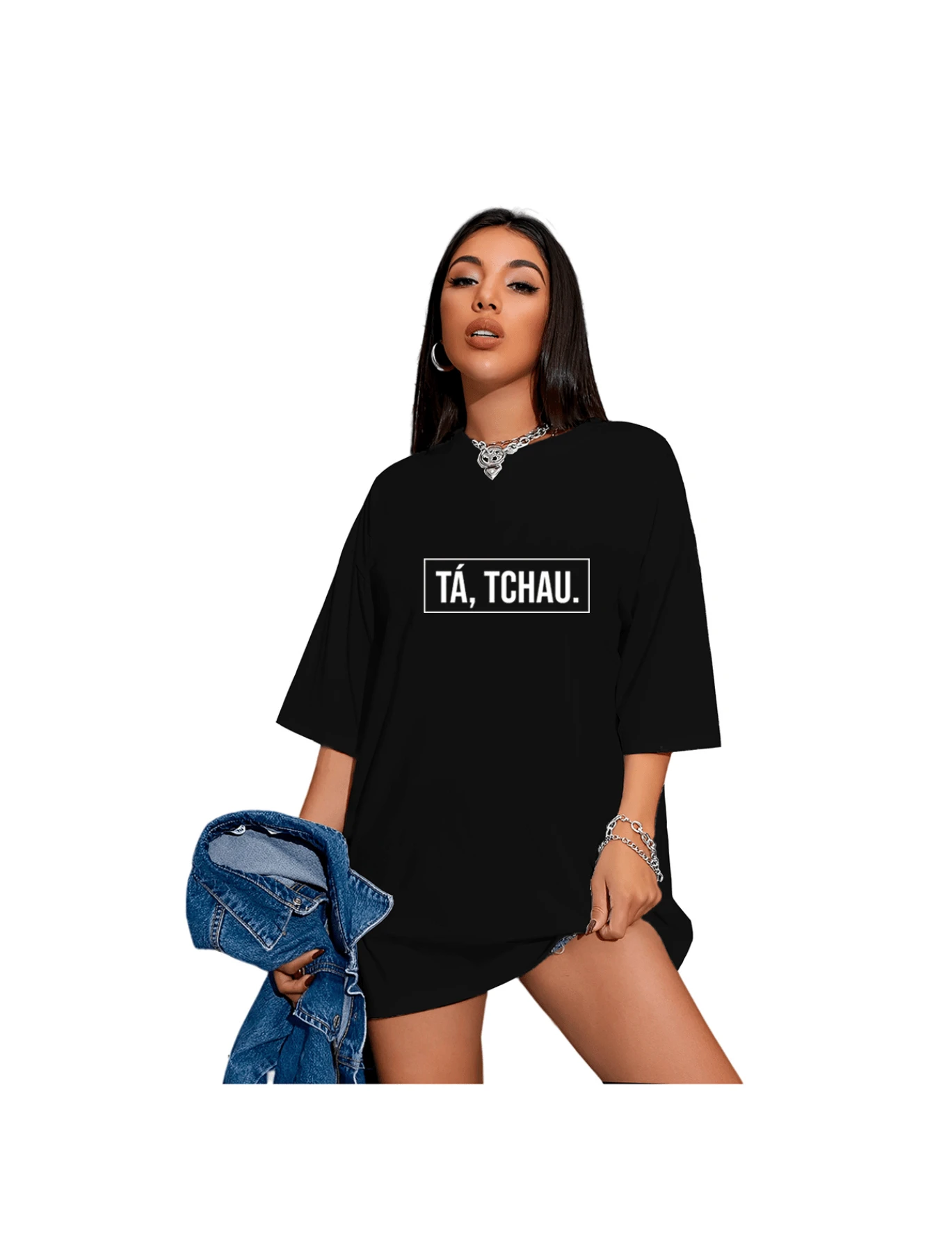 Oversized Streetwear T-Shirt BYE BYE Shirt - Black - View 1