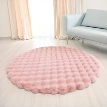 1pc Plush Soft Comfortable Circular Solid Color Rug, Cozy Fluffy Carpet Suitable For Bedroom, Living Room, Sofa, Vanity Area And More Gifts Birthday Graduation