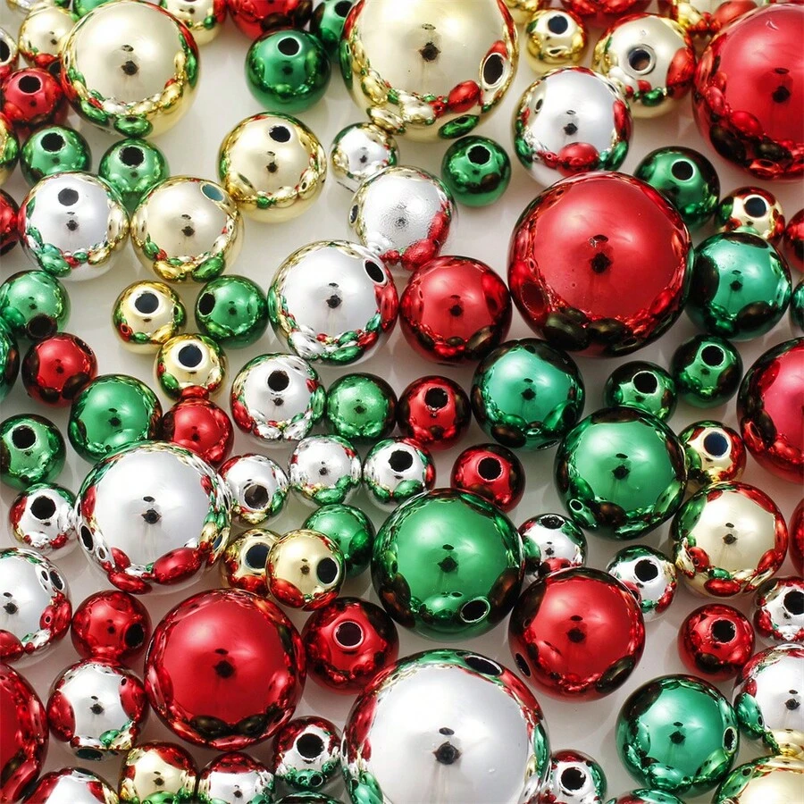 10/20/30 hạt tròn Acrylic phản quang laser màu Giáng sinh hạt rời dùng làm đồ trang sức vòng cổ vòng tay thời trang tự làm - Nhiều màu - Xem 1