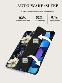 Étui de protection pour iPad coloré et peint avec motif marguerite, avec fente pour crayon, design pliable avec support, convient pour iPad Apple 11 pouces de 8e, 9e et 10e génération, iPad mini 6, en matériau acrylique