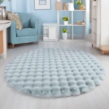 1pc Plush Soft Comfortable Circular Solid Color Rug, Cozy Fluffy Carpet Suitable For Bedroom, Living Room, Sofa, Vanity Area And More Gifts Birthday Graduation