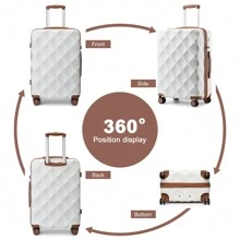 Ultralight ABS+PC Hard Case Bumpy Diamond Carry-On Suitcase With TSA Lock And 4 Spinner Wheels Available In 20" Cabin Size And 24" And 28" Check-In Sizes(1 Pc) - Beige - View 3