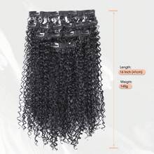 6 piezas Extensiones de cabello con clip de 16 pulgadas, extensiones de cabello rizado sintético con clip para mujeres, postizos - Multicolor - Ver 10