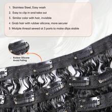 6 piezas Extensiones de cabello con clip de 16 pulgadas, extensiones de cabello rizado sintético con clip para mujeres, postizos - Multicolor - Ver 11