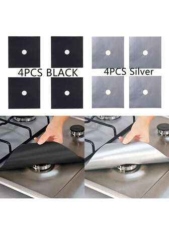 1/4/8件装燃气灶防污防油垫可水洗清洁垫炉头保护垫耐脏耐热垫防火材料煤气灶保护垫适用于家用燃气灶家居用品