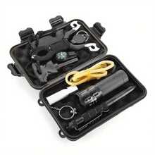 9 In 1 SOS Kit Outdoor Emergency Kit Equipment Box For Camping Survival Gear - Black - View 5