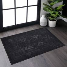 Naar 2x3, Machine Washable Area Rugs, Low-Pile, Non-Slip, Non-Shedding, Foldable,  Area Rugs For Living Room, Bedroom, Kitchen, Dining Room Rug - Perfect Gift, (Black+ Gray, 2'x3')