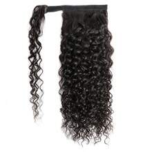 BINF Ponytail Human Hair Wrap Around Kinky Curly Brazilian Remy Hair Extensions For Women 8-26 Inches Clip Ins Natural Color Wrap Around Ponytail Hairpiece