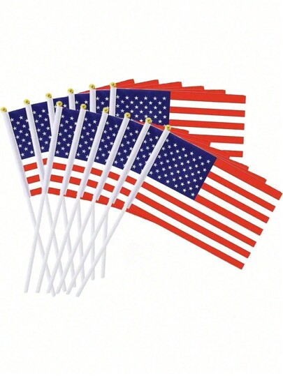 2/5/10pcs American Flag, Mini Hand-Held Flags, Patriotic Holiday Garden Yard Patio Decor
