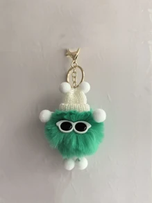 1 件仿兔毛精灵毛绒吊坠、包包可爱娃娃吊坠、汽车钥匙扣（眼镜颜色随机）