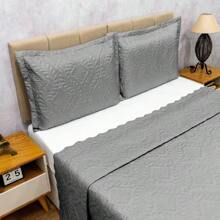 Camili Quilted Double-Sided Bedspread Bedspread Kit With Pillowcase With American Flap - 灰色 - 查看 5
