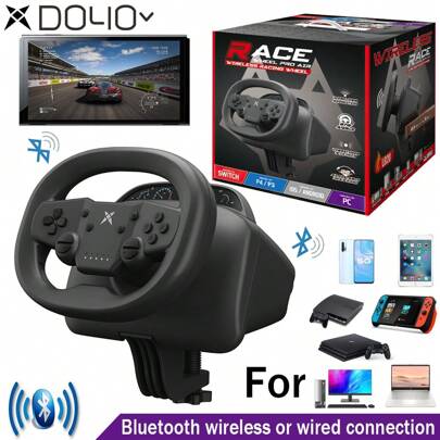 DOYO Gaming Racing Wheel, PC Wireless Steering Wheel Race Games Wheels For Switch, PC, PS4, PS3, IOS & Android Mobile Phones, Tablets, As A Gift For Children