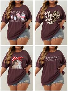 Camiseta personalizada de talla grande para mujer, sube la foto de tu amigo/familia/selfie/foto grupal/paisaje/mascota/logotipo, adecuada para Halloween, Navidad, cumpleaños, Día de San Valentín, Día del Padre, fiesta, aniversario, diseño personalizado - Burdeos - Ver 2