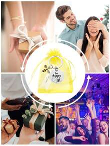 1PC/10PCS 蜜蜂钥匙扣礼物、启发式钥匙扣礼物、黄色主题色派对纪念品、教师节毕业日告别感谢礼物、感谢礼物、员工感谢礼物批量感谢礼物带卡片的钥匙扣欧根纱袋适合母亲、女儿、邻居、同事、给家庭成员的礼物、给老师的礼物、给员工的礼物等，作为乔迁礼物、新车礼物、反馈礼物、单身派对、派对礼物、毕业礼物、圣诞礼物等。 - 彩色 - 查看 10