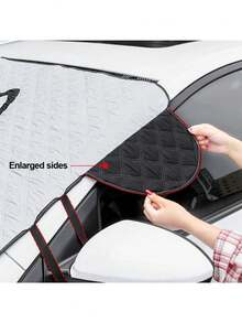 SUITU 前挡风罩汽车防冻垫车前盖加厚防雪折叠防水易安装带储物袋冬季防雪防冻车用护镜镜四季通用适用于普通轿车/轻型车/SUV - 灰色 - 查看 5