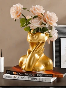 1入組樹脂人面形狀的花瓶，波西米亞極簡現代北歐風格花瓶，適用於家居客廳辦公室書架裝飾 - 白色 - 查看 6