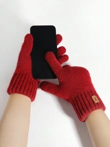 1 Pair Women's Winter Double-Layer Thickened Touchscreen Texting Warm Gloves, Deer Pattern, Knit, Cold Weather Thermal Full-Finger Gloves For Party, Driving, Gaming, Cycling, Hiking, Writing Christmas