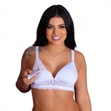 Kit 3 Nursing Bras With Comfortable Cups For Pregnant Women, Adjustable Straps, Front Opening - 彩色 - 查看 8