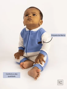 Little Beni Baby Rompers For Boys And Girls With Zipper 100% Cotton Sweatshirt - 藍色 - 查看 3