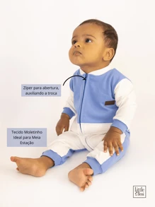 Little Beni Baby Rompers For Boys And Girls With Zipper 100% Cotton Sweatshirt - 藍色 - 查看 2