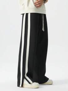 Extra Loose & Wide Plus Size Men Casual Pants, New Autumn Fashion Brand Straight Trousers, For Fall - Black - View 3