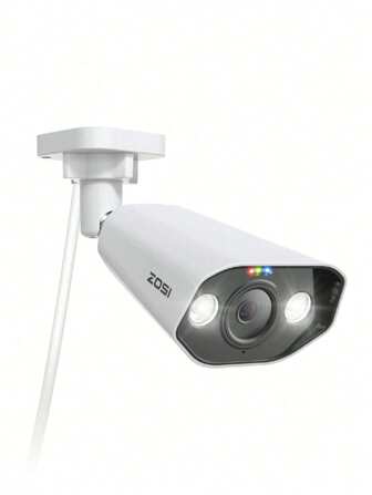 Telecamera di sorveglianza IP da esterno PoE 5MP ZOSI, rilevamento di persone/veicoli, audio bidirezionale, visione notturna a colori, funziona solo con i nostri NVR PoE, C182