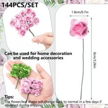 12 cái/túi (144 đầu) Bó hoa xốp nhân tạo Gấu bông MINI Hoa hồng Vòng hoa DIY Chất liệu hộp đựng kẹo Phụ kiện Trang trí nhà cửa Đám cưới Cô dâu Hoa đeo tay Ngực Hoa cài đầu Chất liệu Ngày lễ tình nhân Trang trí năm mới Tiệc sinh nhật Phụ kiện bánh, Ngày lễ tình nhân, Quà tặng - Hoa Hồng Giấy-Nhiều Màu - Xem 3